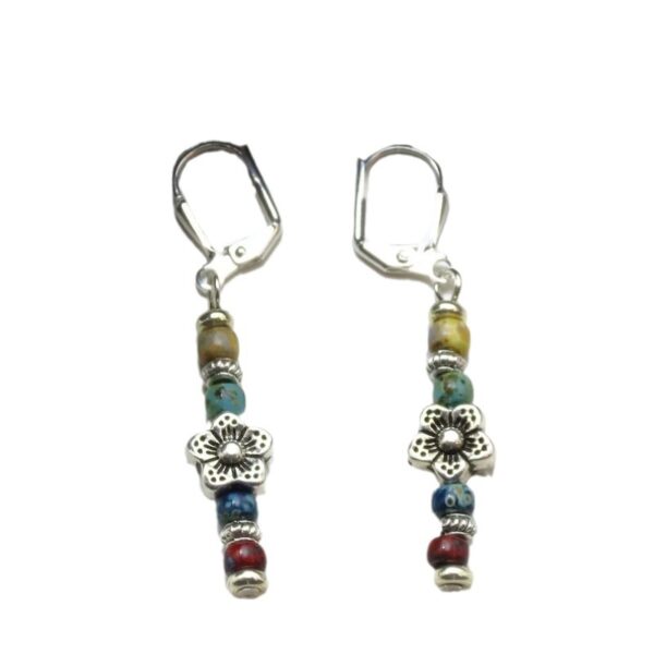 Wholesale Vintage Bohemian Beaded Flower Drop Earrings Alloy Silver Fashion Jewelry Women S Gift
