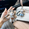oly-905138594e8d95b9861585ede1f24dc9 Wholesale Cute Plush Bear Keychain Wearing Glasses And Striped Overalls Adorable Stuffed Car Key Accessory Chic Bag Charm For Birthday Gift