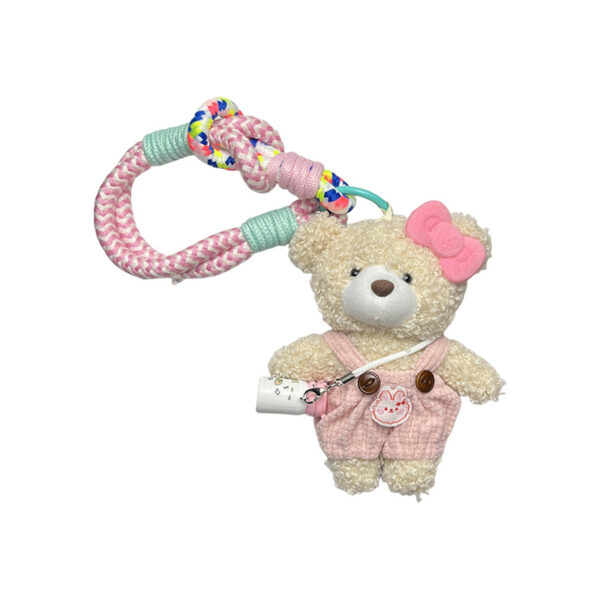 oly-9072a5b248c039f16836c2492dad6cba Wholesale Plush Bear Keychain Bag Charm Cute Pink Overalls Pendant Fashion Accessory Gift For Women