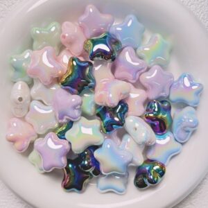 Wholesale Acrylic Star Beads Cream Pink Pentagram Shape Loose Beads for DIY Jewelry Car Hanging Phone Chain, Fashion Accessory