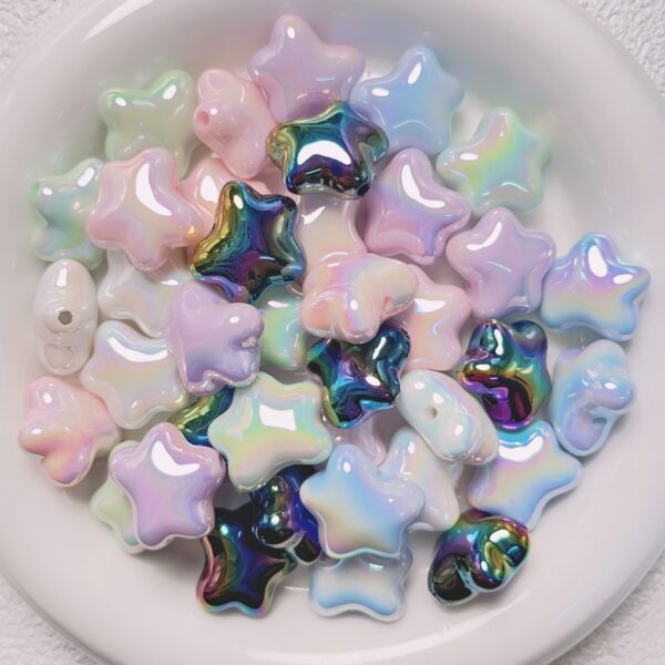 Wholesale Acrylic Star Beads Cream Pink Pentagram Shape Loose Beads for DIY Jewelry Car Hanging Phone Chain, Fashion Accessory