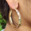 Wholesale Zinc Alloy Geometric Statement Earrings Tri Color Textured Design Fashion Accessory For Everyday Wear Boutique Resale
