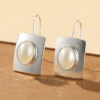 oly-913975b8a8ab81e40eb056aaff4142b4 Wholesale Retro Bohemian Silver Pendant Earrings For Women With Oval Gemstone Geometric Design Jewelry Accessory