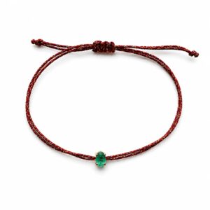 Red gold braided rope oval lake green zirconium bracelet