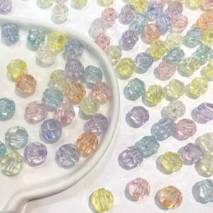 Wholesale Acrylic AB Coated Faceted Soccer Ball Beads, Colorful Loose DIY Jewelry Making Accessory, Boutique Resale