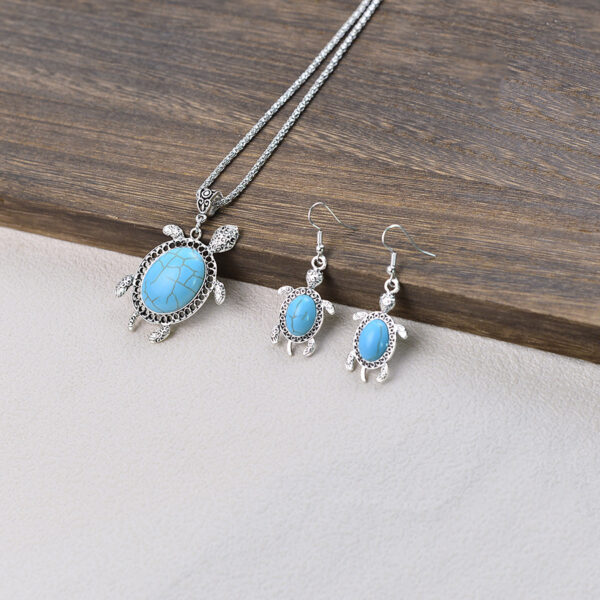 Wholesale Bohemian Turtle Earrings And Necklace Set Turquoise Layered Jewelry Gift Chic Vacation Style Accessory