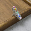 oly-918c951a2896de96ff0adcf9124a769b Wholesale Antique Silver Zinc Alloy Adjustable Ring Distressed Geometric Rainbow Hollow Bohemian Style Jewelry Accessory