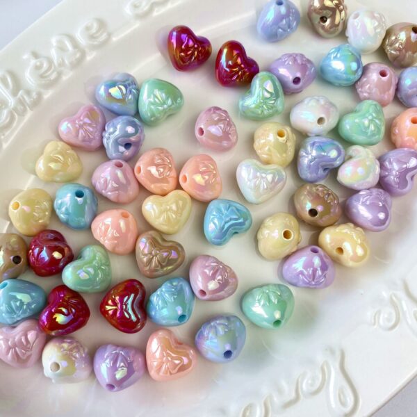 Wholesale UV-Plated Acrylic Butterfly Heart Beads for DIY Phone Chain Keychain Craft Supply