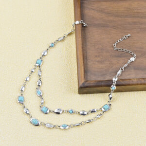 Turquoise stitching necklace