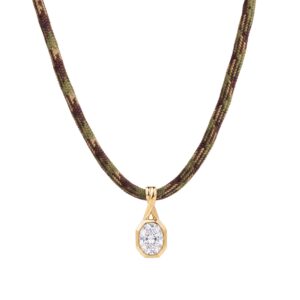 Oval rope military green cord necklace