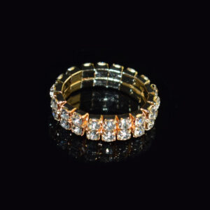 Ring 2 rows Golden White Diamond