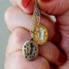 oly-92e1de0ab5e2372d15f8261ed124ccff Wholesale Hand Painted Two Tailed Cat Tarot Card Pendant Necklace In Titanium Steel Fashion Accessory