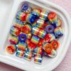 Wholesale Rainbow Stripe Cylindrical Resin Barrel Beads Electroplated Plastic Loose Beads for DIY Bracelet Jewelry Making Craft and Gift Accessory