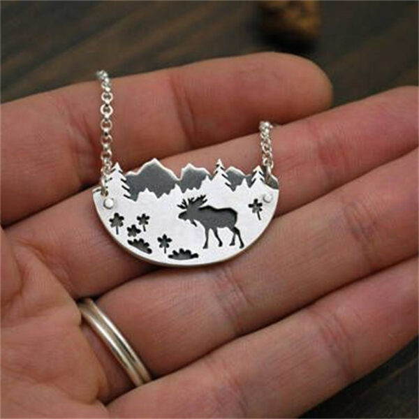 oly-936d74757cf9b382eeb0b5adb7cd9cb9 Wholesale Zinc Alloy Retro Geometric Necklace With Elk Semicircle Pentagram Pendant Vintage Style Women S Jewelry Accessory