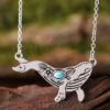 Wholesale Retro Whale Pendant Necklace With Turquoise Accent Antique Silver Finish Bohemian Jewelry Accessory For Gift
