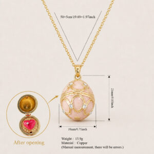Pink egg opening and closing necklace (with love inside)