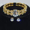 Wholesale Bridal Jewelry Set Double Row Rhinestone Choker Necklace Bracelet Earrings Silver Party Fashion Accessory