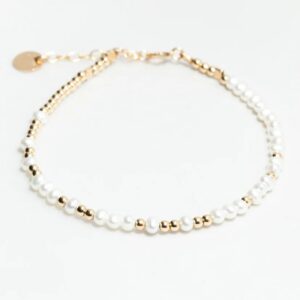 Gold beads and rice beads stitching bracelet (simulation)