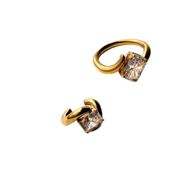 Wholesale Trendy Leaf Branch Zircon Open Ring Stainless Steel Electroplated Plated Jewelry Accessory For Gift
