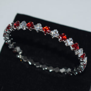 Sl-1238- bracelet silver plated red and white 4