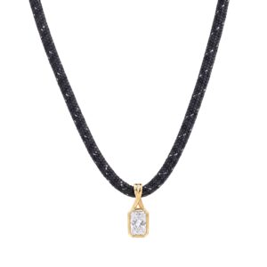 Square black rope necklace