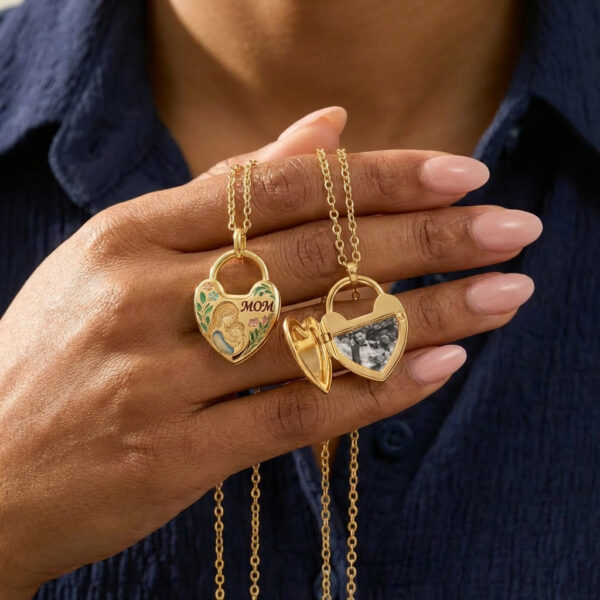 Wholesale Trendy Heart Photo Locket Electroplating Copper Pendant Necklace For Mom Mother S Day Gift Copper Electroplated Fashion Jewelry Accessory