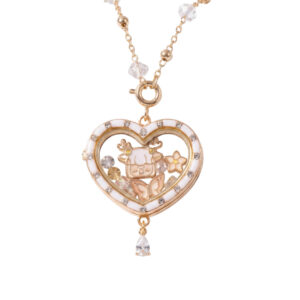 White heart-shaped glass photo box necklace