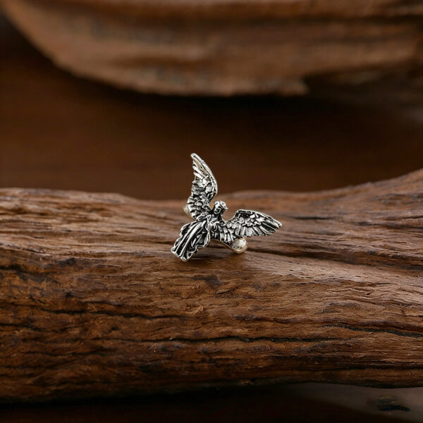 Wholesale Silver Zinc Alloy Angel Wing Ring Retro Men S Fashion Accessory Everyday Gift