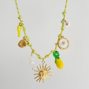 Sun green rope necklace