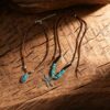 oly-9533a732614e31a6e813523f34565a5e Wholesale Vintage Silver Tone Bohemian Dragonfly Necklace Turquoise Inlay Double Layer Pendant Jewelry Accessory For Boutique Resale