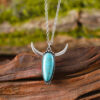 oly-954099427e20720c42375968cad9ae06 Wholesale Western Cowboy Bull Head Pendant Turquoise Jewelry Set Necklace And Earrings Zinc Alloy Electroplated Boutique Resale