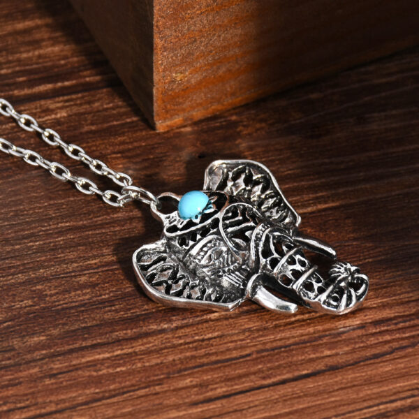 oly-95eb4dd02573df12d98af70473492547 Wholesale Alloy Ancient Silver Hollow Elephant Pendant Necklace Vintage Bohemian Ethnic Style Unisex Jewelry