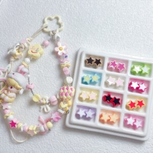 oly-961a99d03a48c44d88224e0de17cd2a9 Wholesale Acrylic Painted Two Tone Star Loose Beads 12mm Large Hole for DIY Phone Chain and Jewelry Making