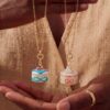 Wholesale Stylish 3D Cat Openable Pendant Necklace Copper Electroplated Pink Bow Book Design Fashion Accessory For Resale