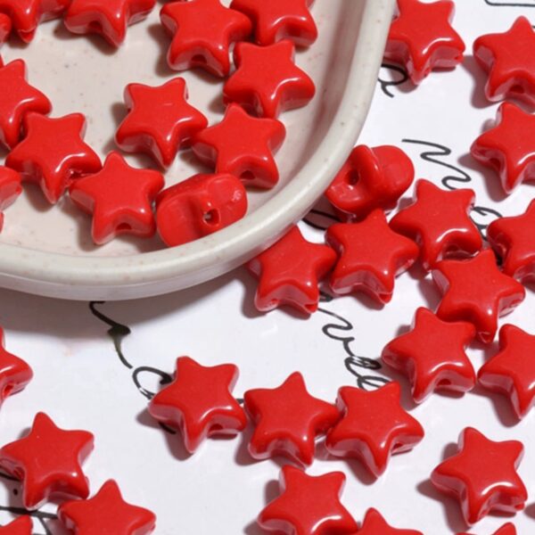 Wholesale Acrylic Star Loose Beads for DIY Phone Charm Keychain Making Trendy Red Jewelry Accessory Gift for Crafters