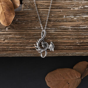 Wholesale Zinc Alloy Punk Dragon Music Note Pendant Necklace Silver Tone Men S Fashion Accessory Gift And Boutique Resale