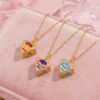 Wholesale Electroplating Copper Strawberry Cake Pendant Necklace Triangle Open Close Design Fashion Jewelry Accessory