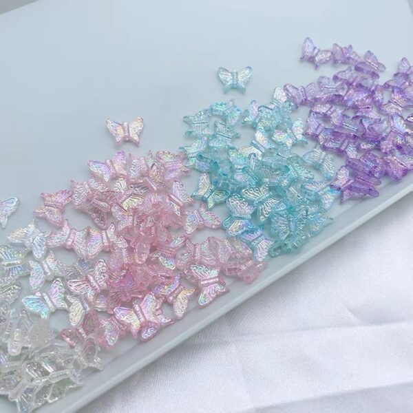 Wholesale Butterfly Acrylic Loose Beads - Yellow Electroplated DIY Necklace Making Jewelry Accessory for Boutique Resale