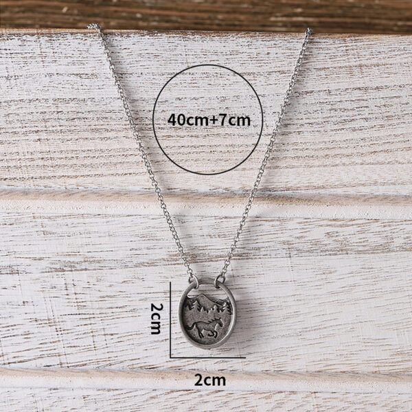 oly-97559eb762b881837bfba150f093a5bb Wholesale Antique Silver Horse Mountain Pendant Necklace Chic Fashion Accessory For Everyday Wear