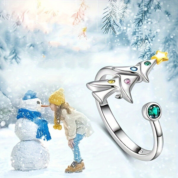 oly-975f2ecb1900ba00f4bd41e273a5a409 Wholesale Stylish Christmas Tree Adjustable Ring Silver Zinc Alloy Cute Party Jewelry Gift For Resale