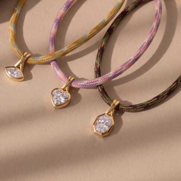 Wholesale Geometric Zircon Multicolor Cord Necklace Stainless Steel Electroplated 18K Gold Tone Fashion Jewelry Gift Boutique Resale