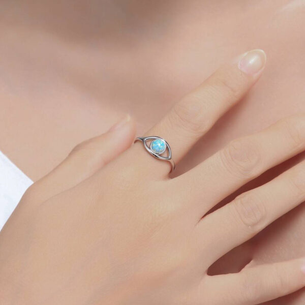 Wholesale Evil Eye Opal Ring Electroplating Copper Adjustable Women S Boutique Resale Jewelry Accessory