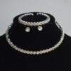 Wholesale Bridal Rhinestone Jewelry Set Silver Tone Alloy Necklace Bracelet Earrings Fashion Accessory Party Wear Gift Boutique Resale