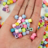 Wholesale 100 Pcs Blue Acrylic Square Large Hole Spacer Beads DIY Craft Supply Casual Jewelry Accessory Gift for Party Resale