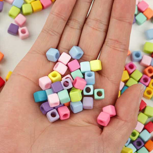 Wholesale 100 Pcs Blue Acrylic Square Large Hole Spacer Beads DIY Craft Supply Casual Jewelry Accessory Gift for Party Resale