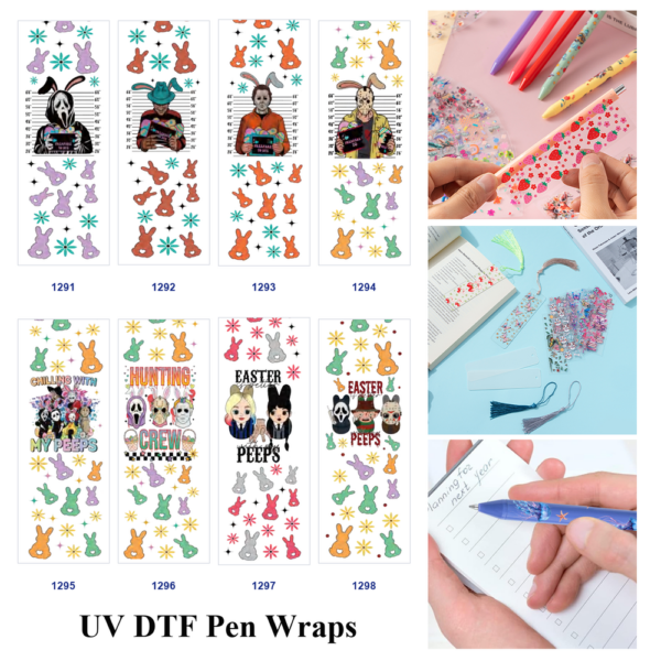 oly-98be88b6a8df731a2bd38b6d7df15619 Wholesale 2/8/16pcs Spooky Movie Character Easter Bunny Floral Festive Quote Art Print Pen and Bookmark Stickers UV DTF Wraps OLY Exclusive