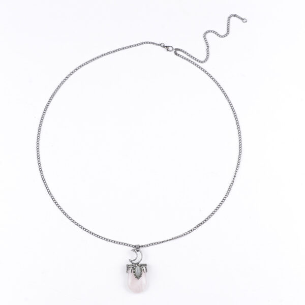 oly-9928dc58d2e99d3ad31c213037c7660a Wholesale Trendy Retro Moon Oval Pink Crystal Pendant Necklace Chic Long Chain Jewelry For Gift And Daily Wear