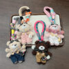 oly-996675d09ebb23dc4ff8e052133d3957 Wholesale Plush Bear Keychain Bag Charm Cute Scarf Overalls Stuffed Animal With Camera Pink Korean Style Car Key Accessory Gift