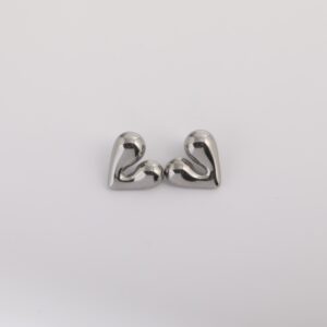 Steel color hollow heart stud earrings