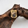 Wholesale Trendy Geometric Resin Gemstone Ring Retro Hip Hop Style Jewelry Accessory Zinc Alloy With Polished Electroplating Everyday Wear Boutique Resale